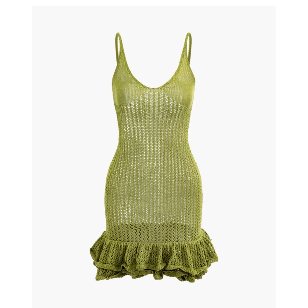 Summer beach vacation v neck women's ruffle dress